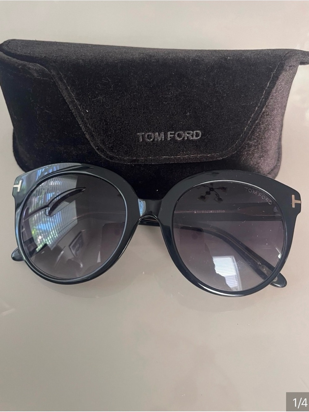 Tom Ford Black Round Gradient Lens Sunglasses
